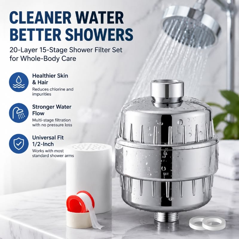 Multipurpose Shower Filter with 20 Layer Protection